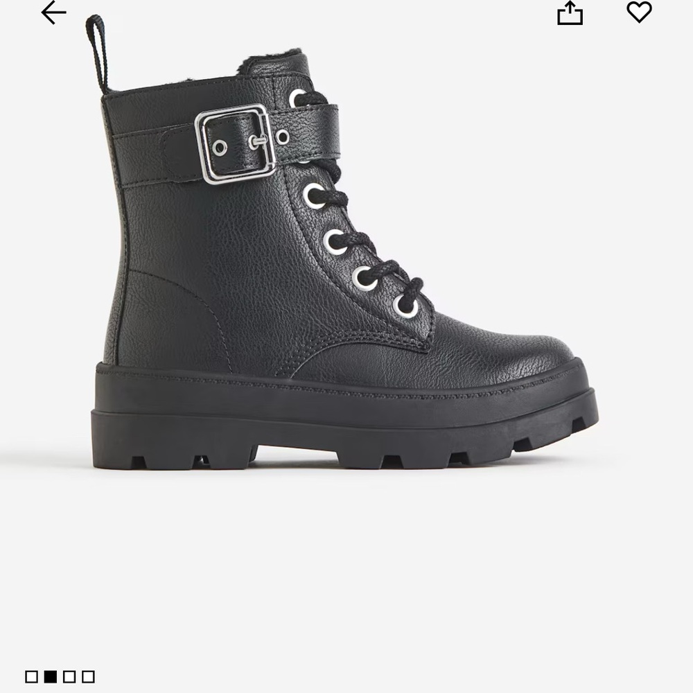H&M Kids Warm Lined Black Boots with Laces